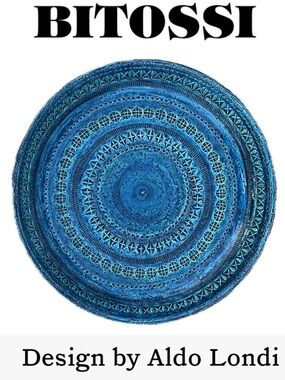 🫐Rare Rimini Blu Aldo Londi for Bitossi 13" Centerpiece Bowl Italy MCM Vintage